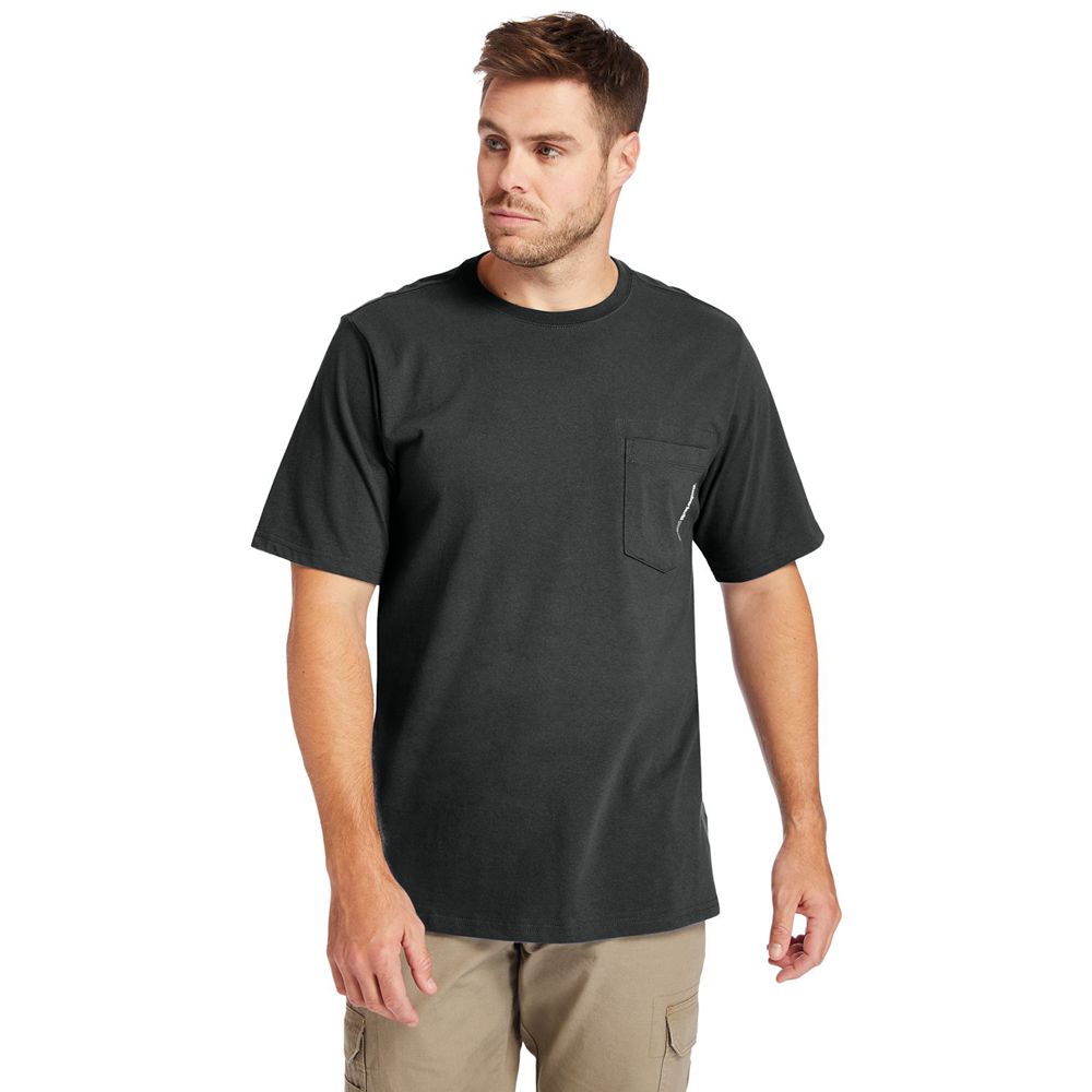 Timberland Mens T-Shirts PRO® Big & Tall Base Plate Short-Sleeve - Black - India WF0762419